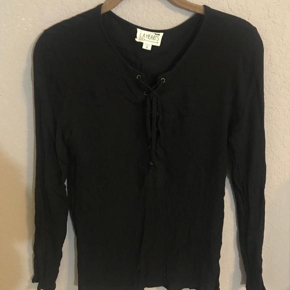 Black lace up top - Picture 1 of 4